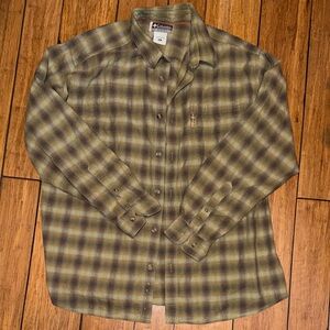 Columbia Olive Plaid Button-Down Shirt